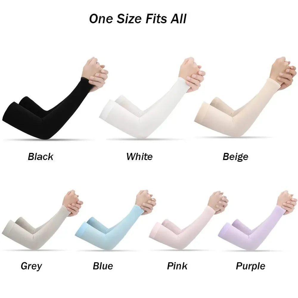 2Pcs Arm Sleeves Warmers Sports Sleeve Sun UV Protection Hand Cover Cooling Warmer Running Fishing Cycling Summer Cooling Qme