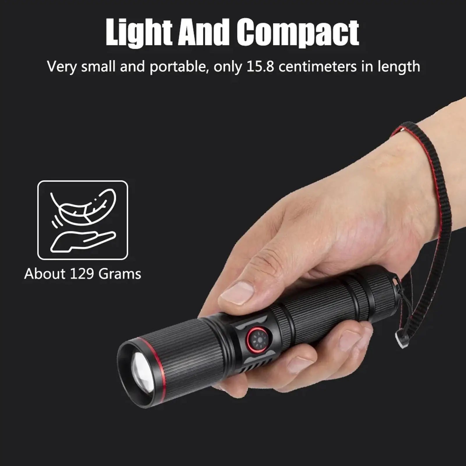 Flashlights Home Type-c Charging Torch Lamp Four-color Illumination Qme