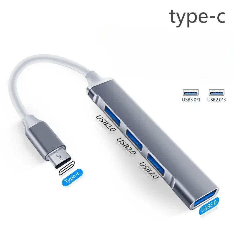 2PCS 4Port USB 3.0 Hub USB Hub High Speed type c Splitter 5Gbps For PC Computer Accessories Multiport HUB 4 USB 3.0 2.0 Ports Qme