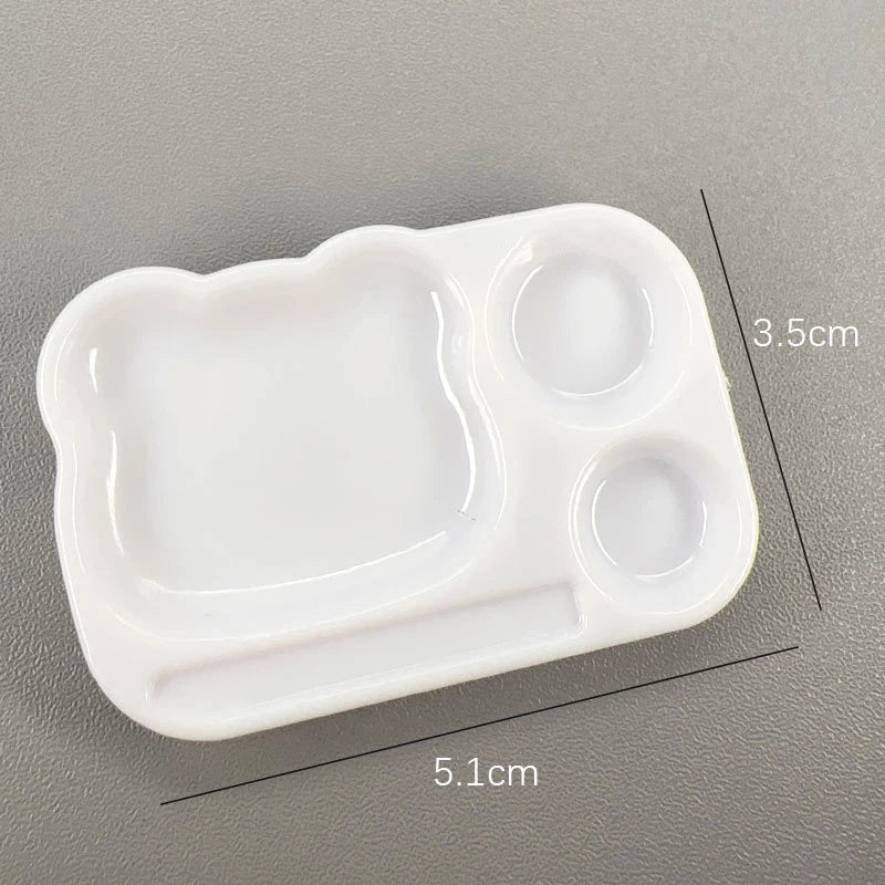 Cartoon Nail Art Palette Plastic Gel Polish Mixing Tray Brush Holder Qme White