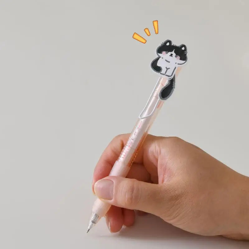 1 Gel Pen Cute Wagging Tail Cat Cartoon Automatic Black Kawaii Qme