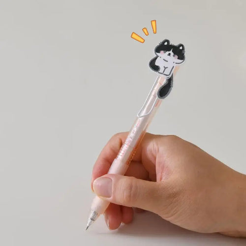1 Gel Pen Cute Wagging Tail Cat Cartoon Automatic Black Kawaii Qme