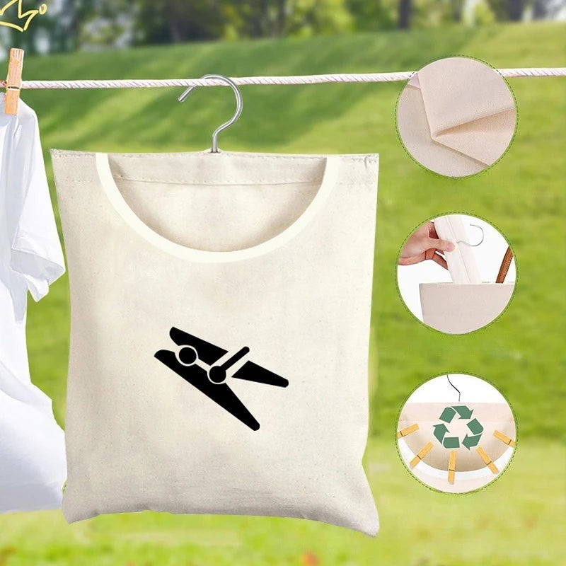 Clothespin Pocket Capacity Hanging Bag Bathroom Storage Home Outdoor Qme