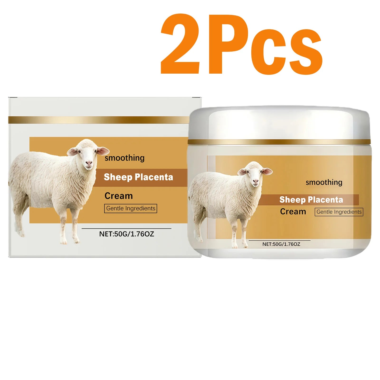 Hydrolyzed Sheep Placenta Cream Firming Lifting Anti-Aging Fade Fine Lines Nourishing Soothing Anti-Wrinkle Facial Cream Skincar Qme 2 x 50g Boxed