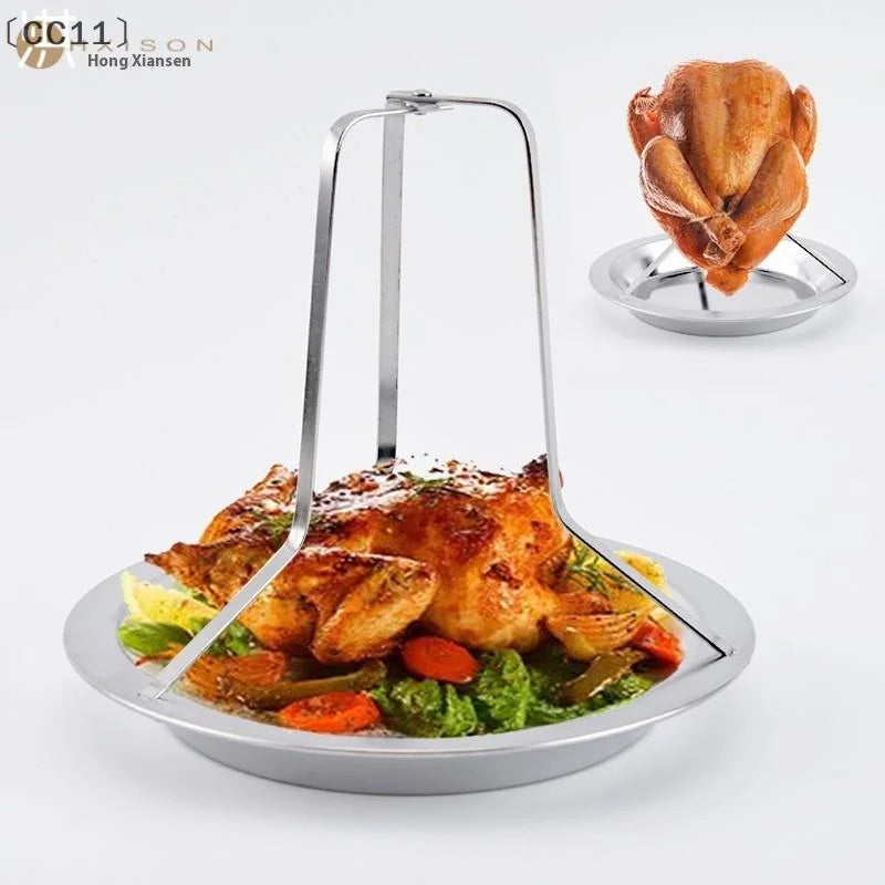 CC11Stainless Steel Chicken Roasting Stand Indoor Outdoor Cooking Qme