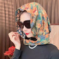 Headkerchief Elegant Printed Turban Hat Painting Cotton Linen Loom Silk Scarf Hat Sunscreen Polyester Women's Headscarf Beach Qme Style5