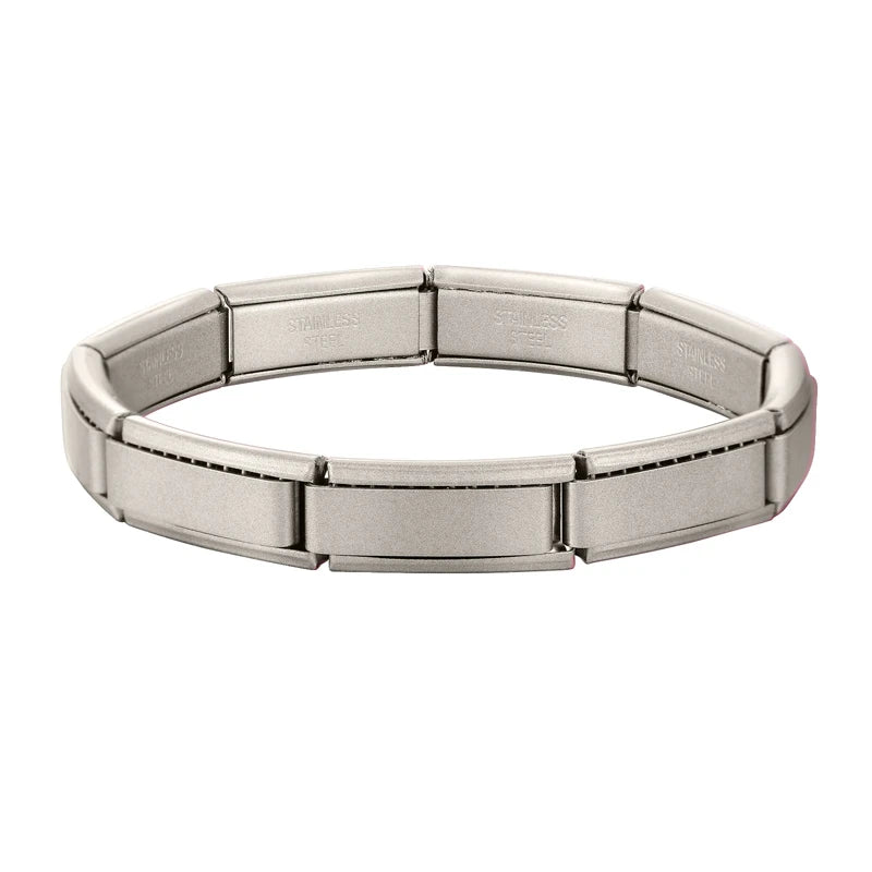 Premium Italian Charm Stainless Steel Bracelets For Women Men 20mm*9mm Width Elastic DIY Modular Bracelet Jewelry Gift Wholesale Qme Style 2