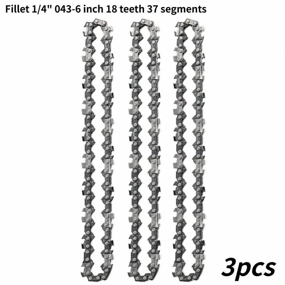 Portable Electric Chainsaw Accessory 6 Inch 1/4" Pitch 37 Drive Link Saw Chain Sturdy Replacement Part for Wood Cutting Tools Qme 3pcs 6-inch Chain