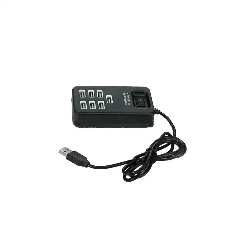Hi-Speed Hub Adapter USB Hub Mini USB 2.0 7-Port Splitter for PC Laptop Notebook Receiver Computer Peripherals Accessories Qme