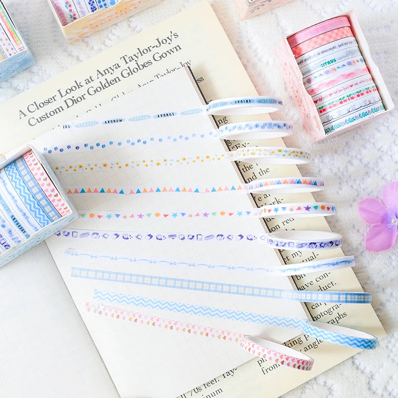 10 Roll/Box Tape Gentle Color Series Tape Cutting Pasting Thin Stickers Album Diary Decoration Phone Case Cup Diary Decoration Qme