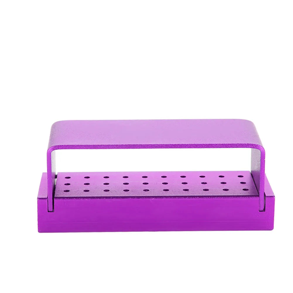 30 Holes Aluminium Disinfection Box Case Dental Bur Burs Block Holder Autoclavable Dentist Tool Burs Block Holder Dentist Tool Qme PURPLE