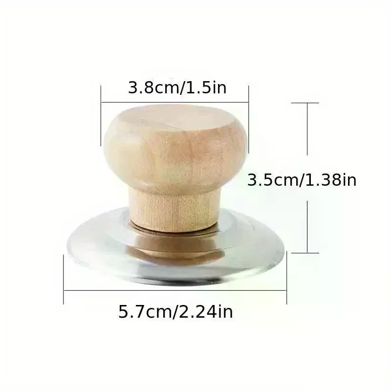 Wooden Pot Lid Knobs Heat Resistant Replacement Pan Handle Universal Qme