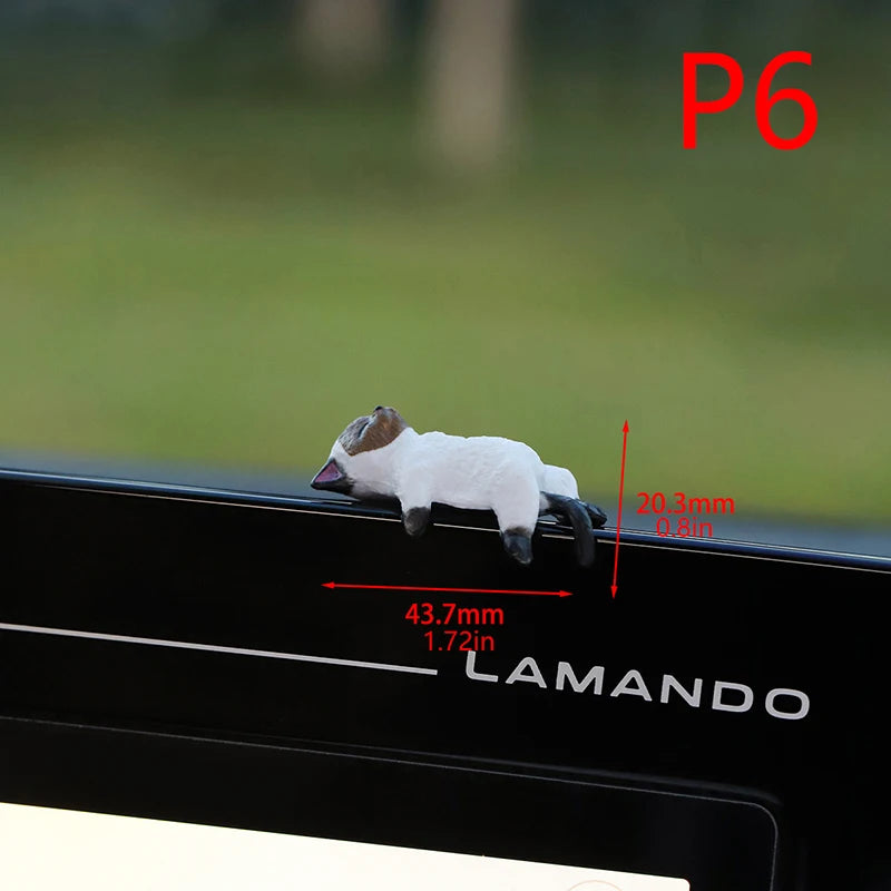 Cute Mini Cartoon Car Cat Ornaments Screen Edge Decoration Micro Qme 6