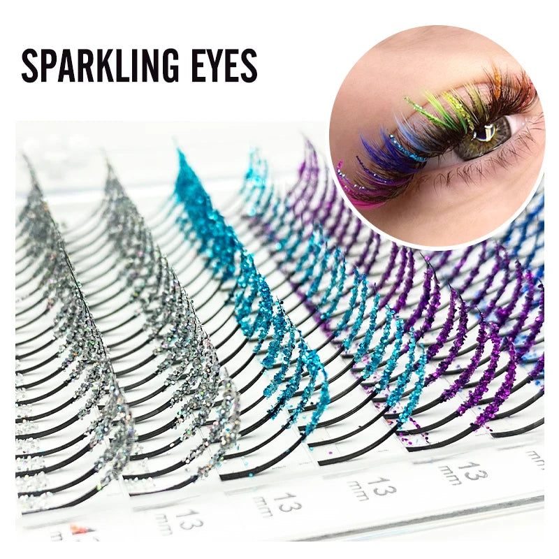 NATUHANA Glitter Shiny Colorful False Eyelash Extension DIY Mix Qme