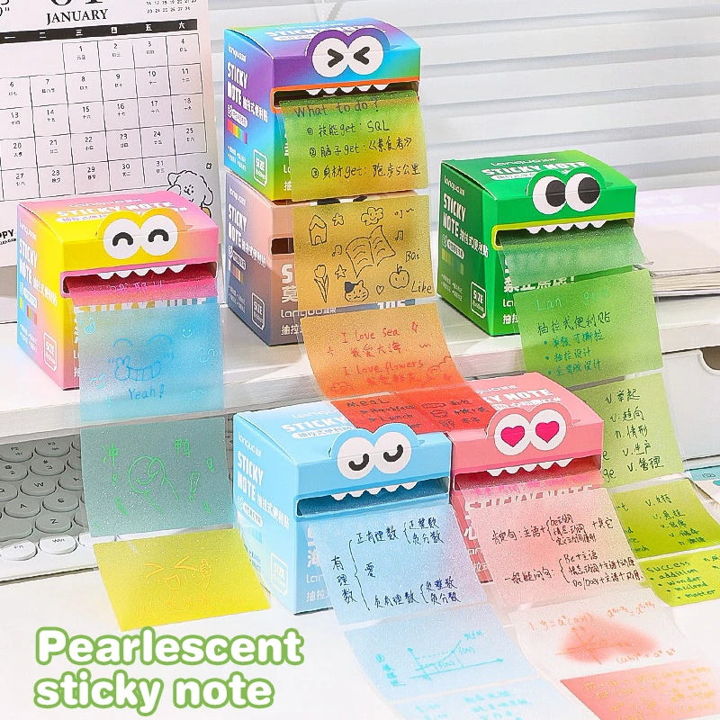 105Sheets Pull-out Sticky Notes Portable Transparent Colorful Qme
