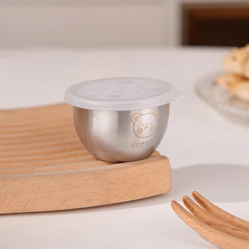 Barbecue Dipping Cup Stainless Steel Sauce Portable Seasoning Dish Qme Transparent