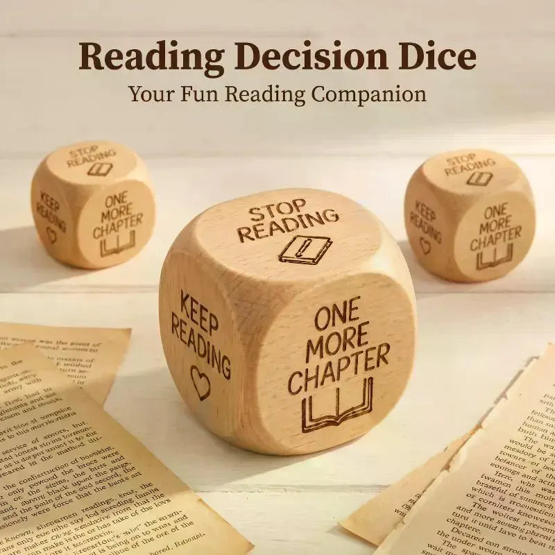 Handmade Wooden Decision Dice Dual Purpose For Quilting Sewing & Book Reading Lover Engraved Choice Cube Funny Desk Decor Gift Qme