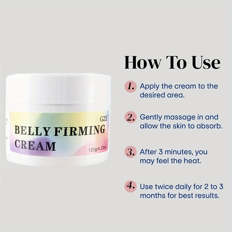 GZE Flat Belly Firming Cream - Skin Firming Smoothing Cream For Stomach, Thighs & Butt, Moisturizing Firming Lotion 120g Qme