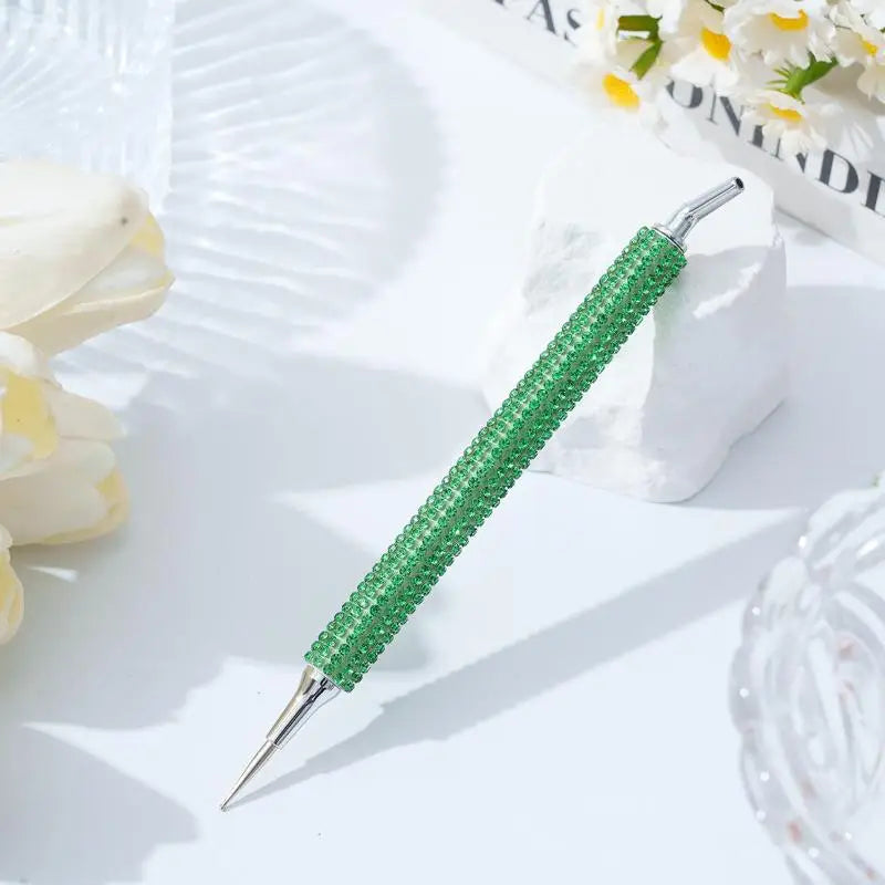 Dual Sided Nail Art Rhinestone Picker Pen Self Adhesive Pickup Tool Qme Green