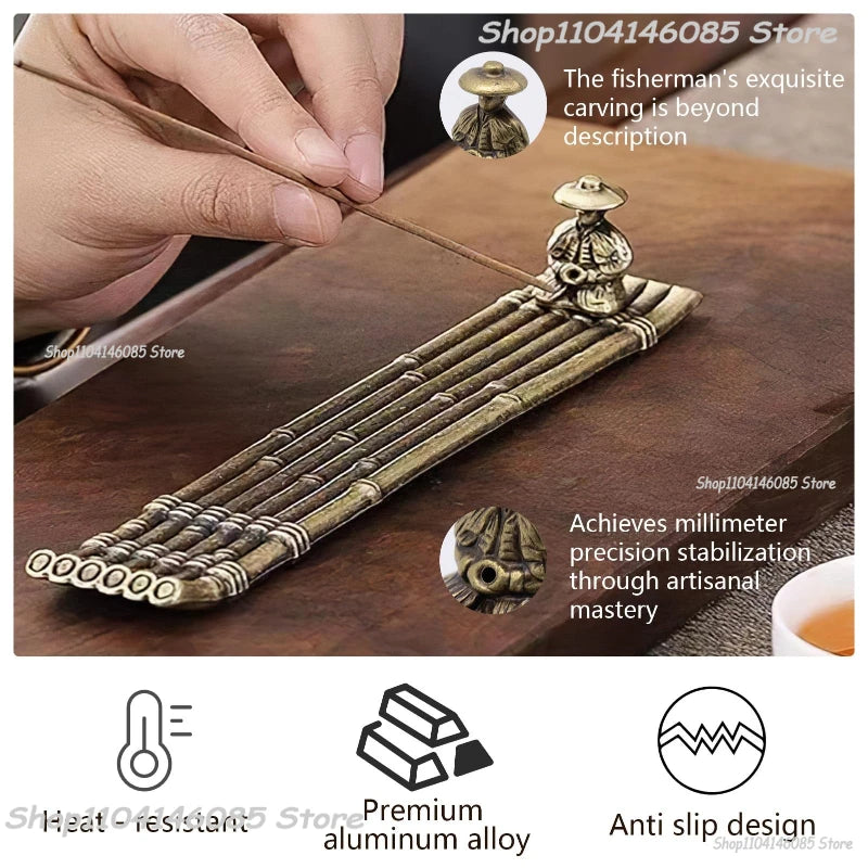 Metal Incense Stick Burner Ancient Style Boat Shape Incense Stick Holder Classical Elegance Aromatherapy Ornament Qme