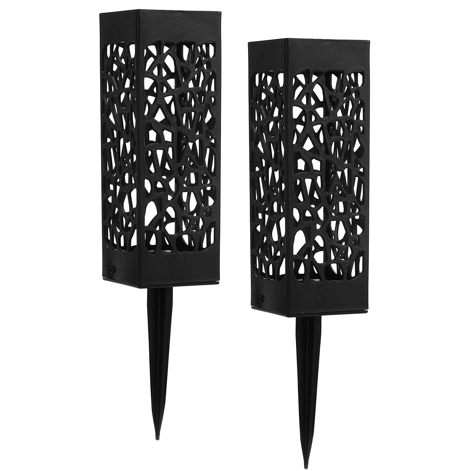 2Pcs Cemetery Grave Vase Black Column Hollow Design Ground Insert Memorial Flower Holder Easy Installation Grave Decoration Qme