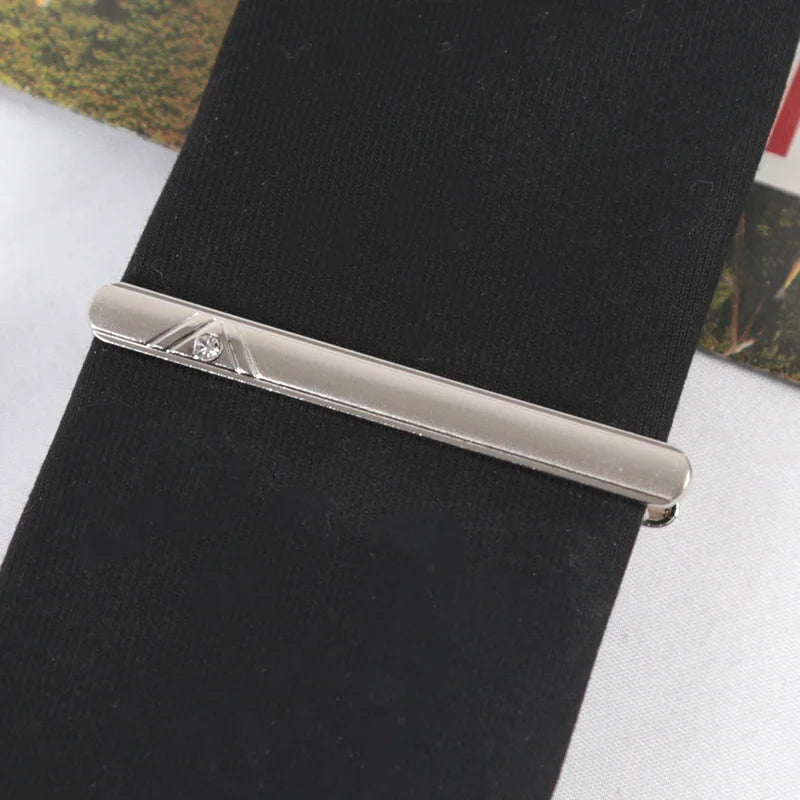 Tie Clips Men Necktie Accessories Fashion Metal Silver Tone Simple Qme A-12