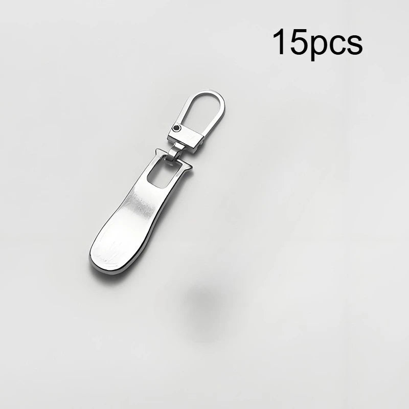 15pcs Wave Zipper Replacement Repair Head Handle Suitable for Luggage, Clothing, Jackets, Backpacks, Boots, Silvery/Golden Qme Silvery-15pcs