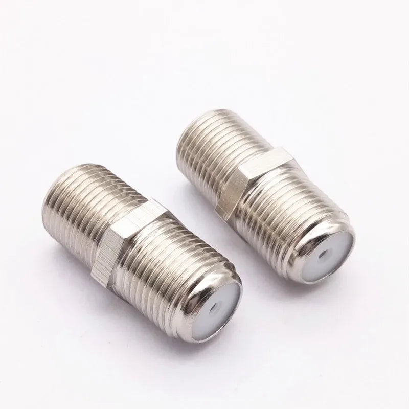 50pcs F-Type all copper Adapter Coupler Connector Female F/F Jack RG6 Coax Coaxial Cable Wrie Line SMA RF Coax Connector Plug Qme