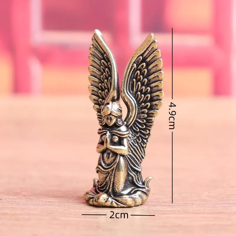 1Pcs Home Decor Ornament Brass Goddess Guardian Angel Small Statue Characters Miniatures Figurines Desk Decoration Crafts Qme
