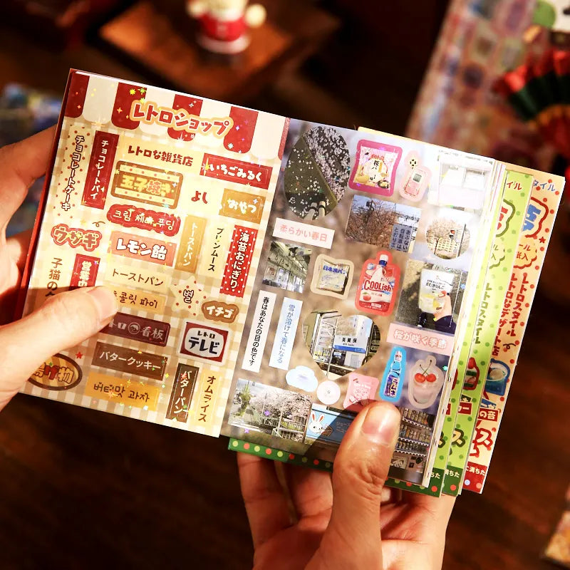 30 Sheets Retro Y2K Style Cut Film Sticker Book Japanese Sticker Journal Handbook DIY Scrapbooking Kawaii Stationery Stickers Qme D4