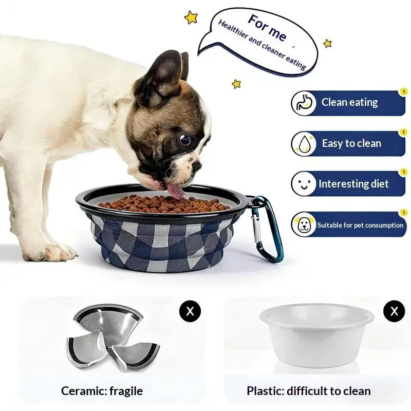 Folding Supplies Dishes Feeding Bowl Hook Pet Silicone Portable Qme