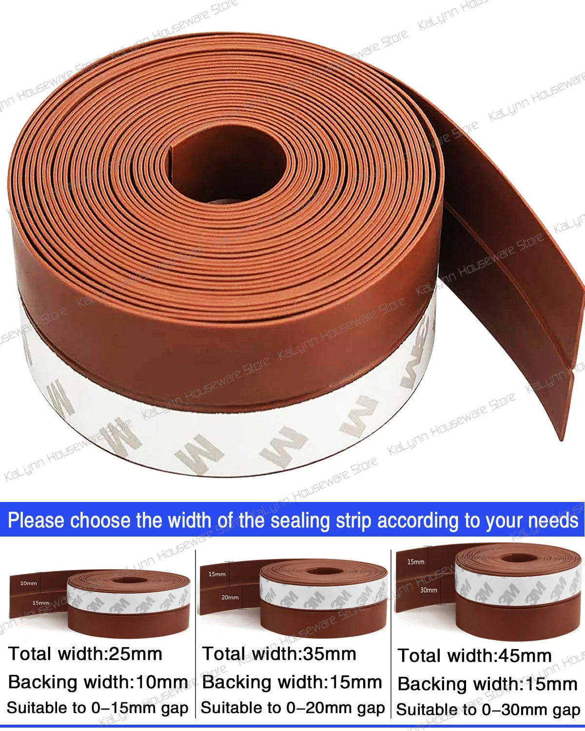 5M-10M Door Bottom Seal Strip Weather Window Rubber Weatherstrip Qme Brown 5 Meters 35mm Width
