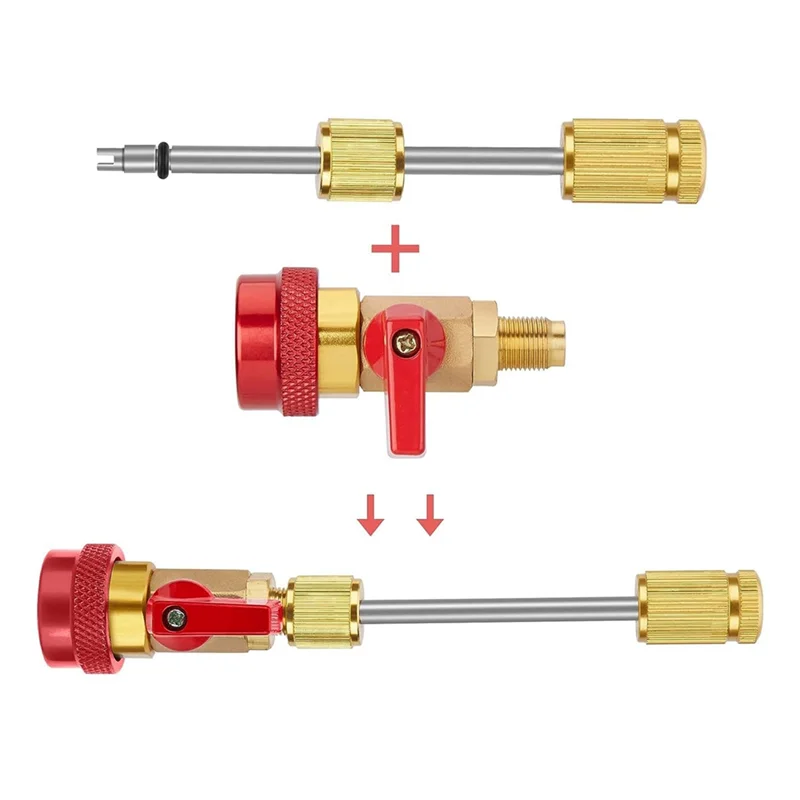 A02F-R134A Valve Core Quick Remover Installer High / Low Pressure Valve Core Remover Tool For Refrigerant Air Conditioner Qme