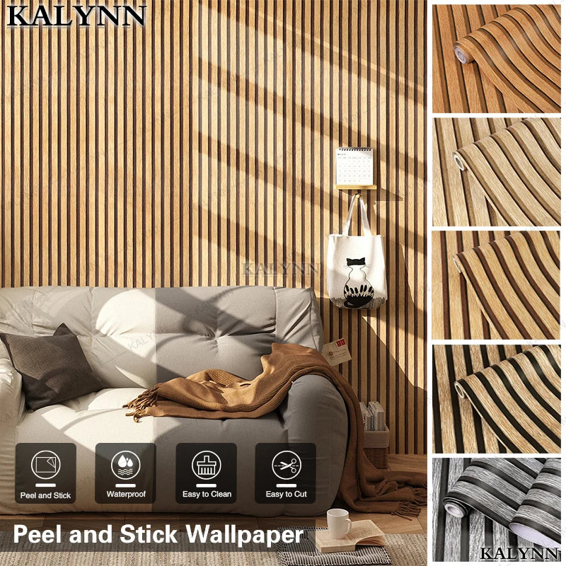 Faux Wood Grating Peel Stick Wallpaper Self Adhesive Wall Stickers Qme