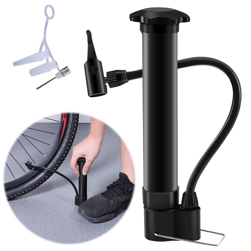 80PSI MTB Bicycle Pump Schrader Valve Bike Manual Air Pump Lightweight Bicycle Floor Pump for MTB Tires Balls Balloons Qme