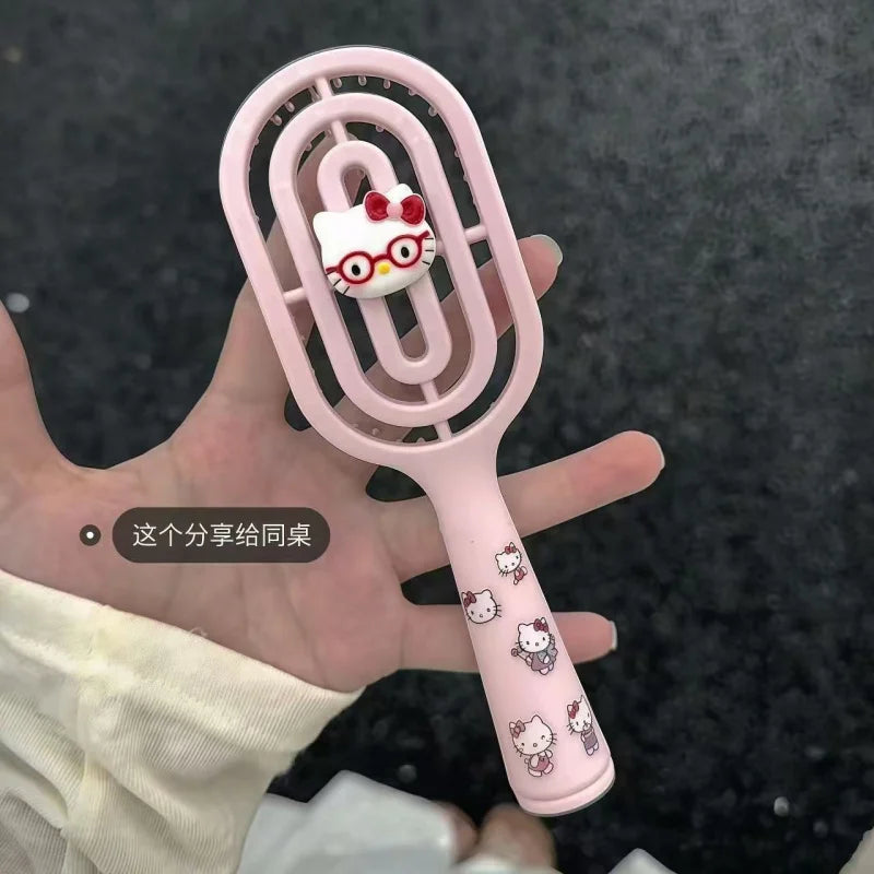 Hello Kitty High-Style Volumizing Air-Cushion Brush Openwork Ribbed Brush Massage Air-Cushion Brush Straightening Kit Qme