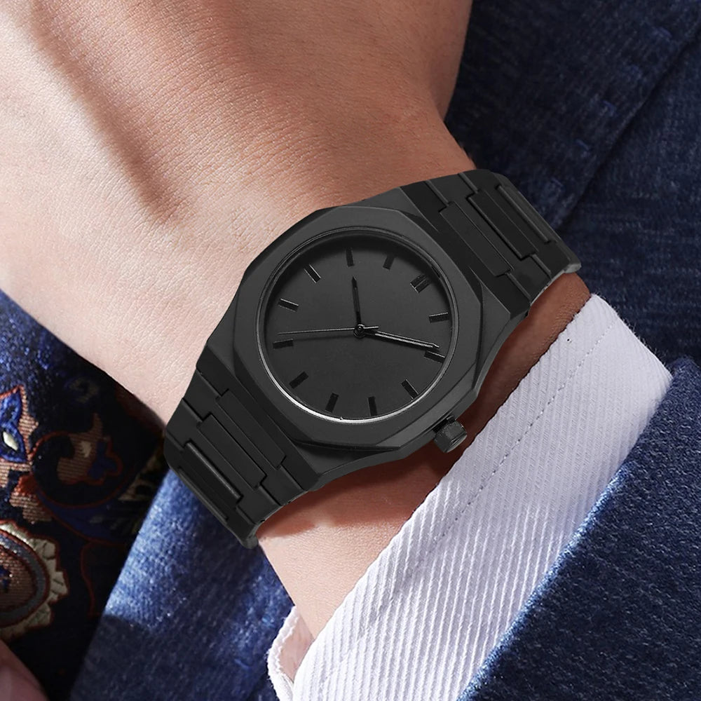 Retro dark style men's steel strap watch multi style handmade bracelet jewelry gift set Qme