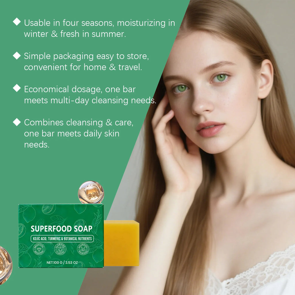 Natural Turmeric Soap for Face & Body Cleanser Handmade Superfood Soap Bar Moisturizing Brightening Skin Exfoliating Face Wash Qme