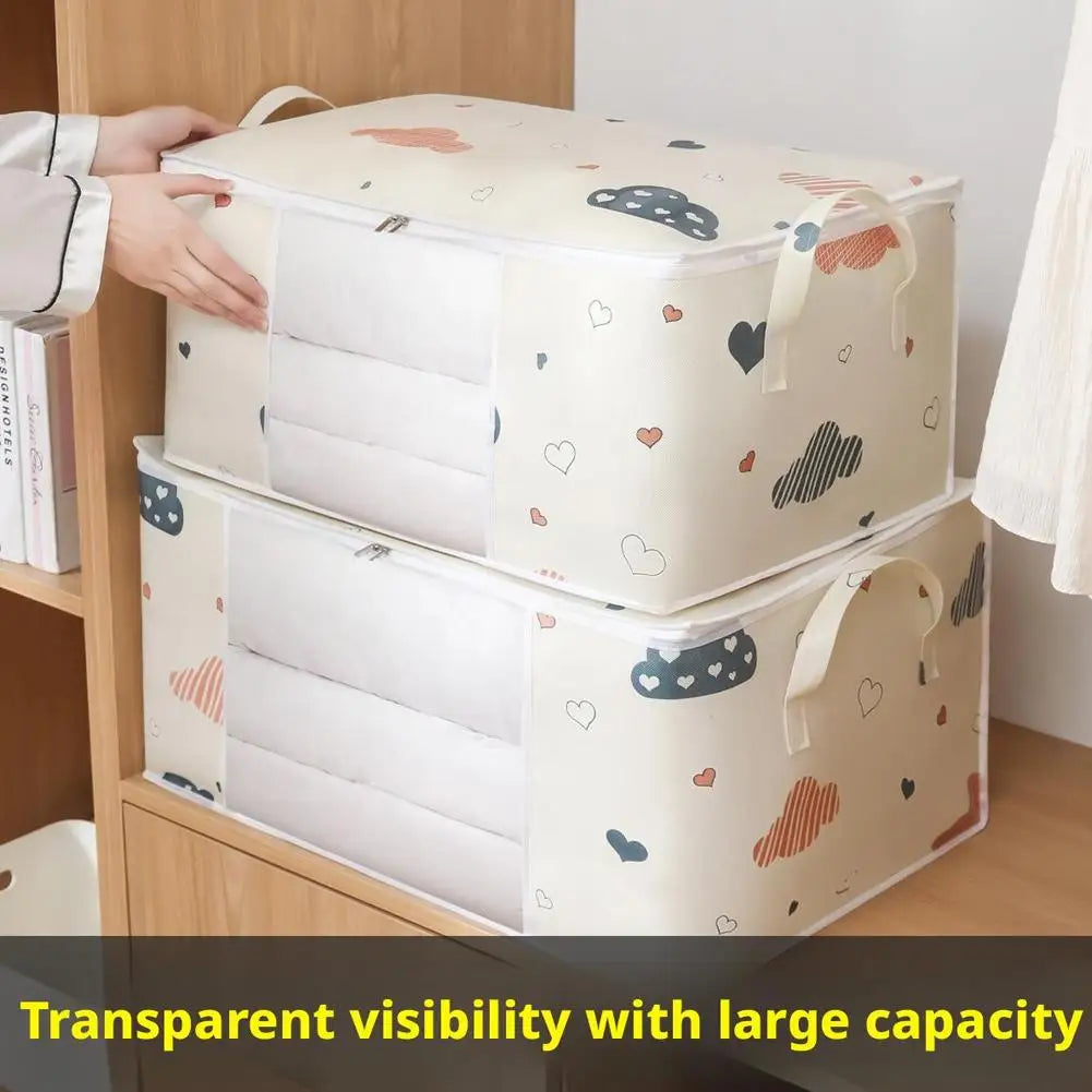 Large Capacity Clothes Storage Bag Organizer With Reinforced Handle Suitable For Blankets Bedding Foldable With Sturdy Zipper Qme