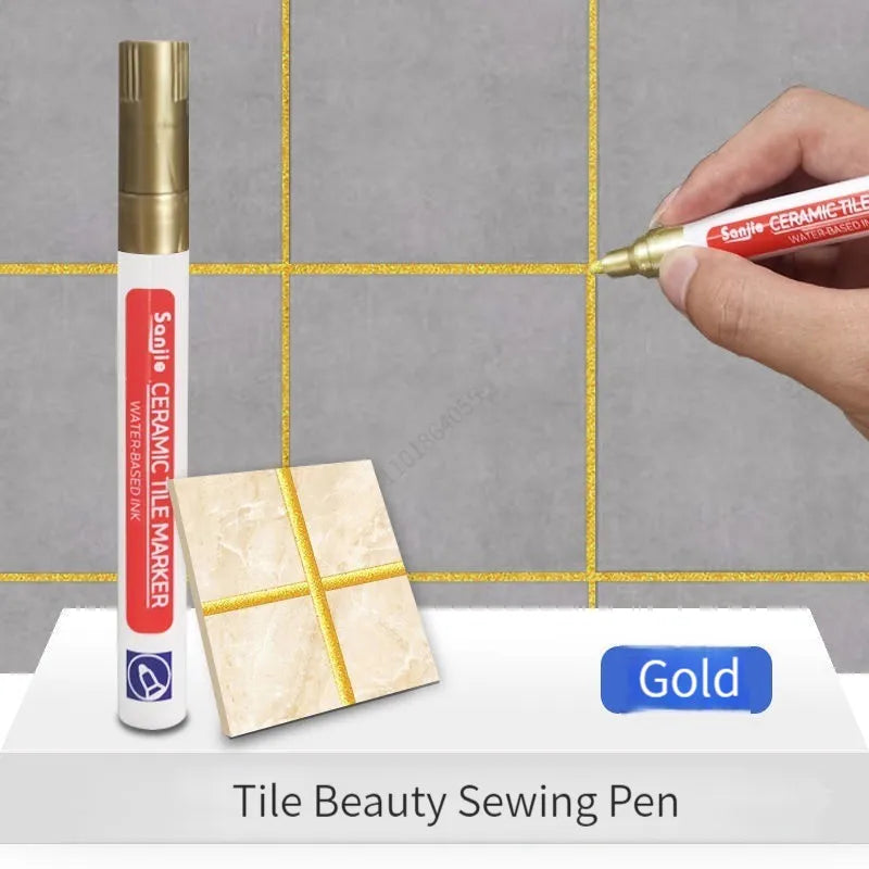 12 Color Waterproof White Grout Tile Lines Marker Pens Gaps Repair Bathroom Porcelain Filling Grout Paint and Sealer Pen Qme Gold