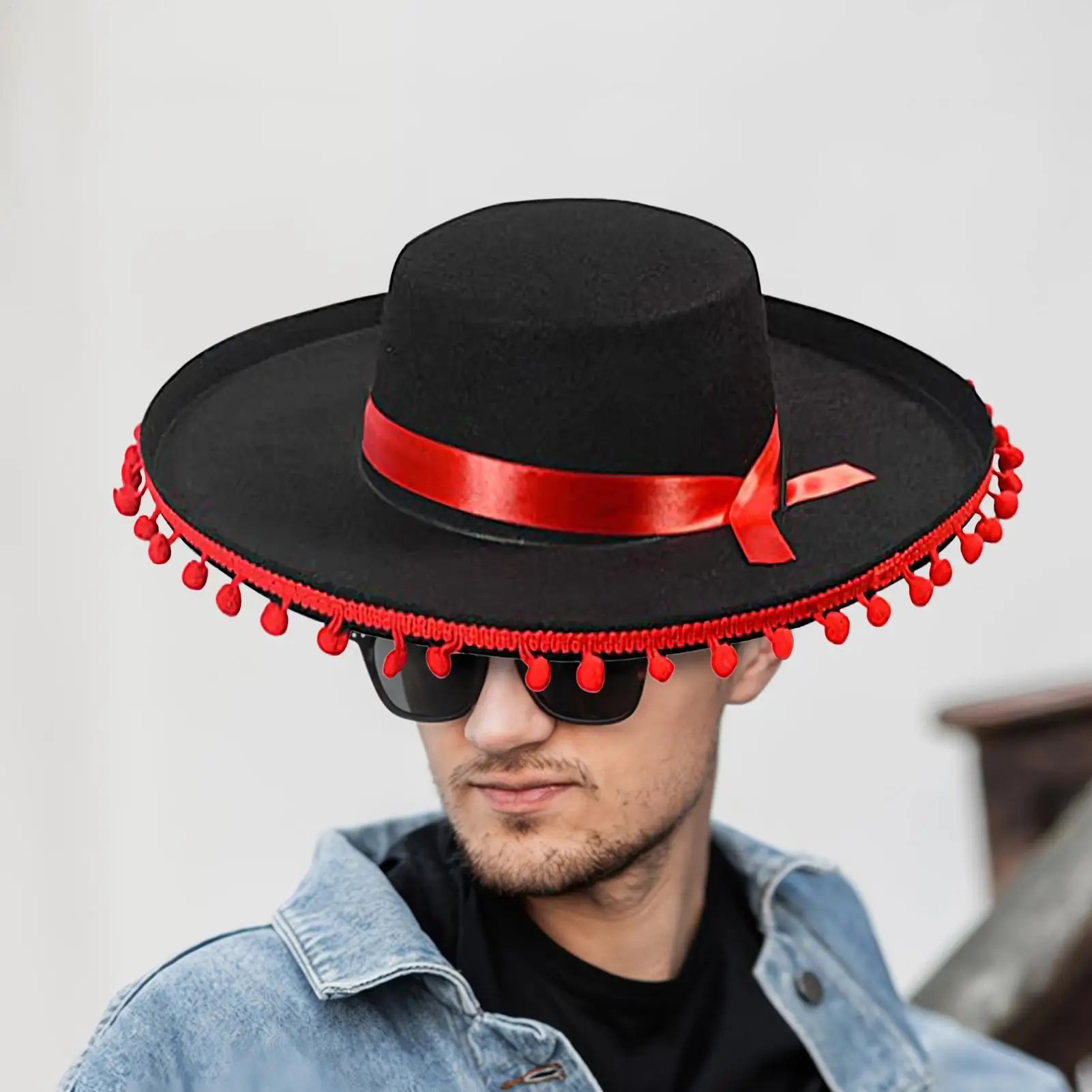 Mexican Sombrero Hat Dress Up America Adults Flamenco Cosplay Costume Qme