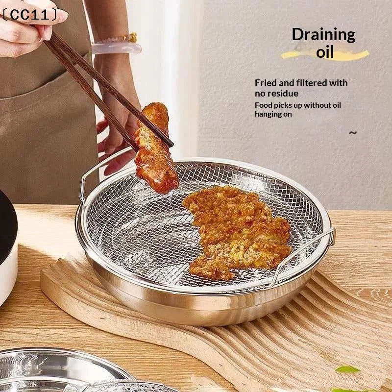 Stainless Steel Serving Tray Mesh Strainer Any Kitchen Safe Durable Qme