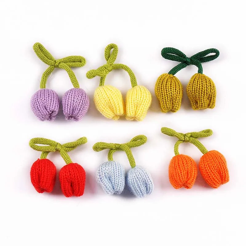 6pcs 50x50mm Tulip Knitting Flowers For DIY Hairband Pillows Bags Decorative 3D Flowers Clothing Accessories Without Gum cp3819 Qme 6pcs cp3819
