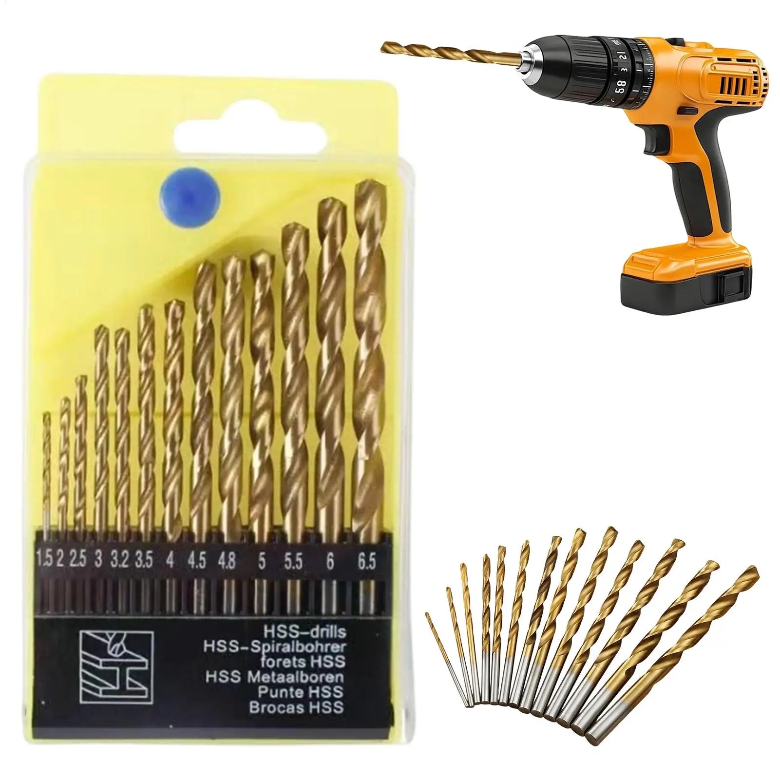 NEW Drill Bit 13 Piece Twist Woodworking Drilling Tools 1.5-6.5mm Twist Drill Bit Set For Wood Copper Aluminum Alloy Carpenters Qme