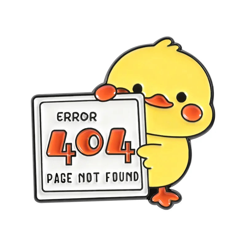 Cute Cartoon Animal Enamel Pin Funny Program Error Duck Rabbit Cat Metal Brooch For Hat Clothing Decor Collection Holiday Gifts Qme style3