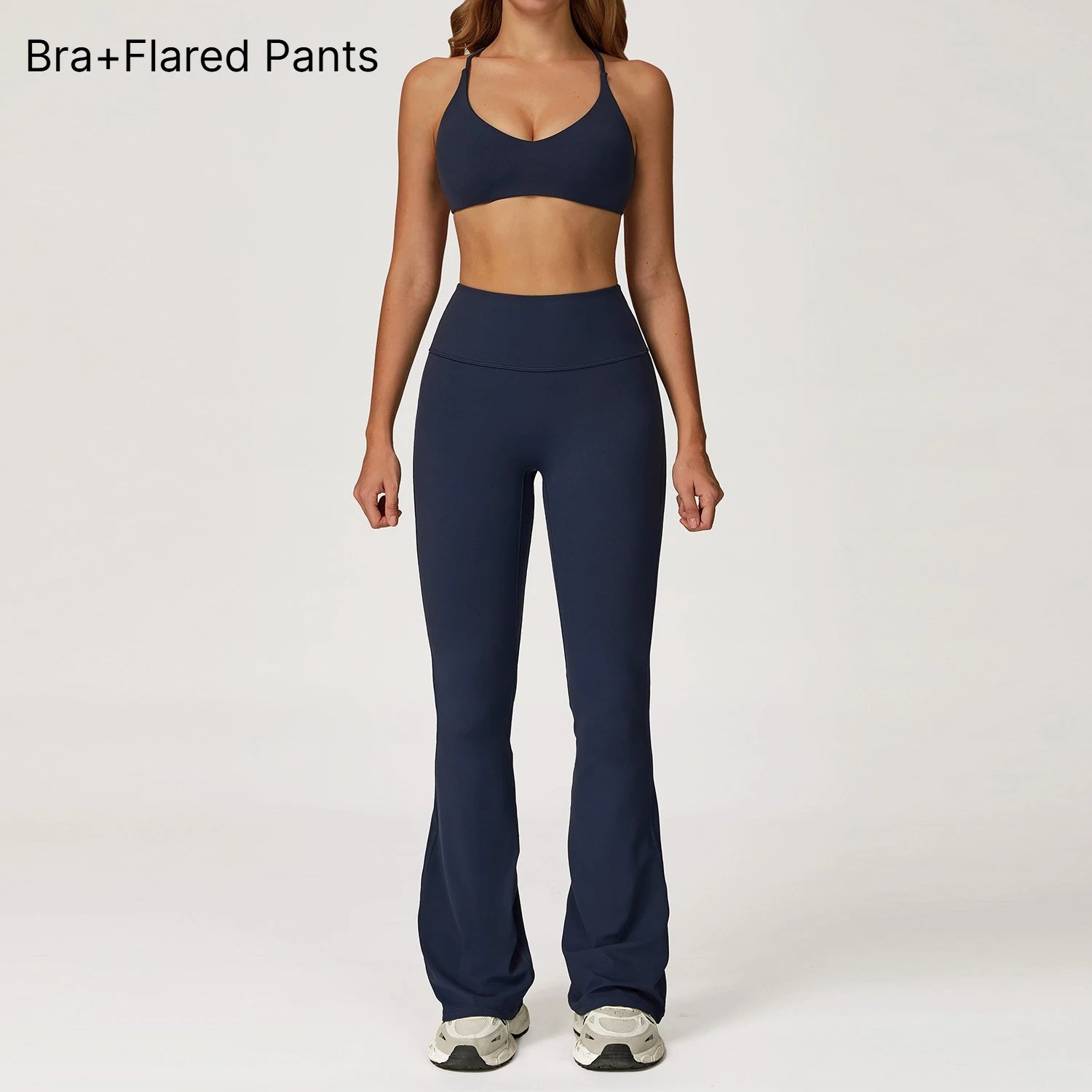 B 2PCS Yoga Suit Sports Set Women Quick-Dry Gym Set Women Tracksuit Running Workout Long Sleeve Sports Shirt Yoga Clothing Qme Bra pants blue S