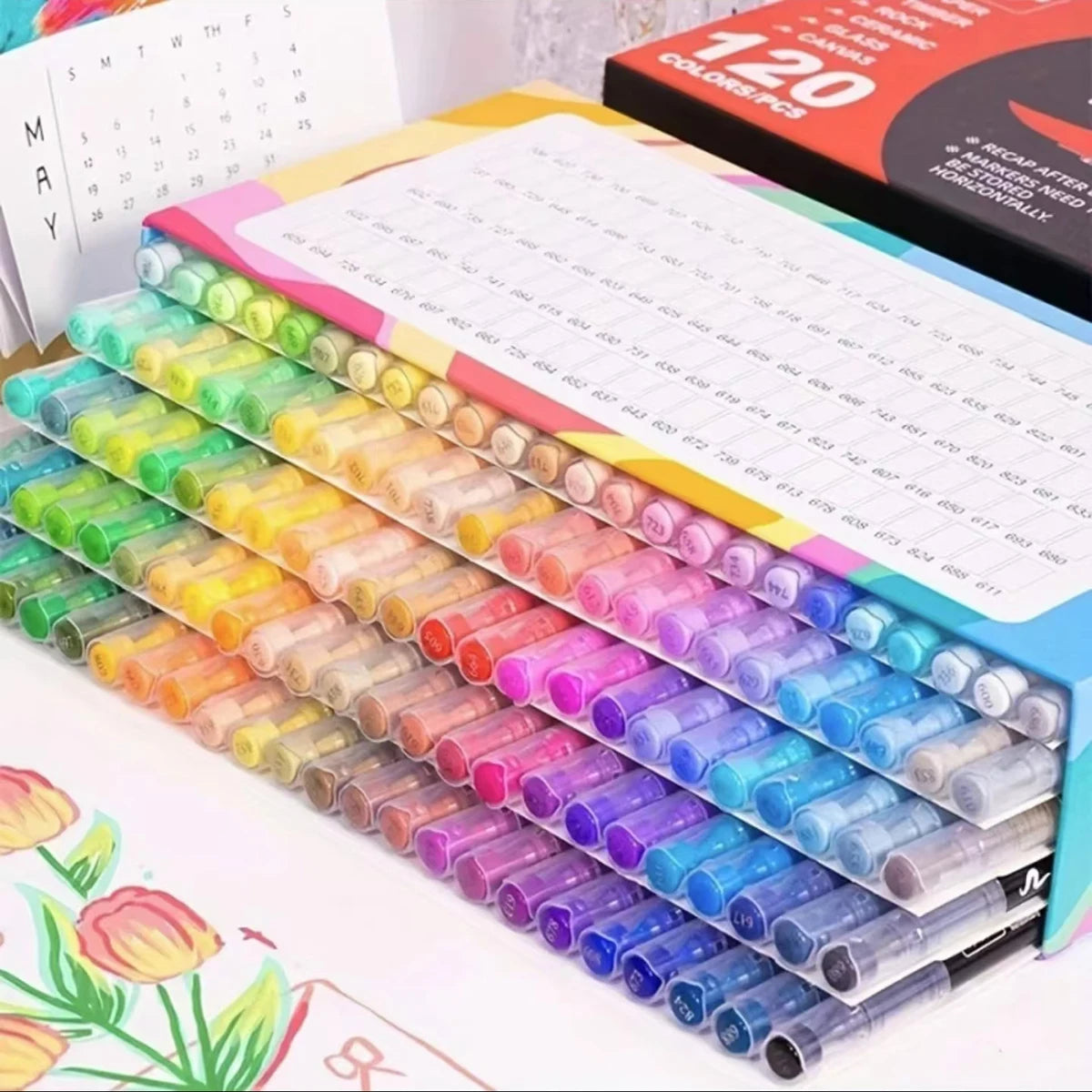 72-120 Colors Acrylic Paint Pens Markers Brush Tip Paint Markers For Rock Painting Wood Canvas Stone,Christmas Gift DIY Crafts Qme