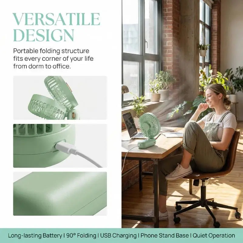 Portable Handheld Mini Fan Foldable Neck Hanging Fans 5 Speed USB Qme