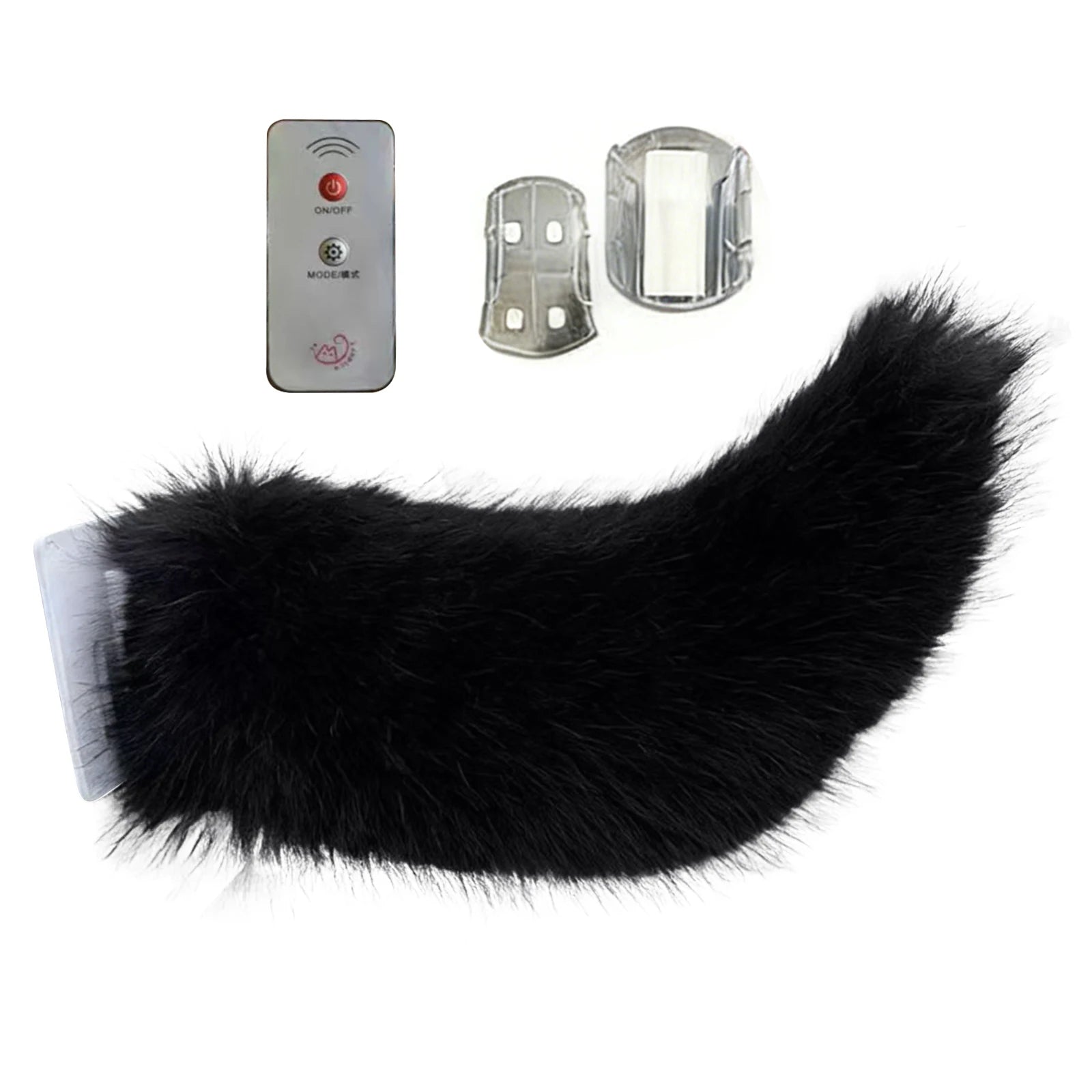 Car Electric Remote Control Tail Moving Shake Wagging Plush Tail Ornament For Auto Motorcycle Decorate Accessories ﻿ Qme black