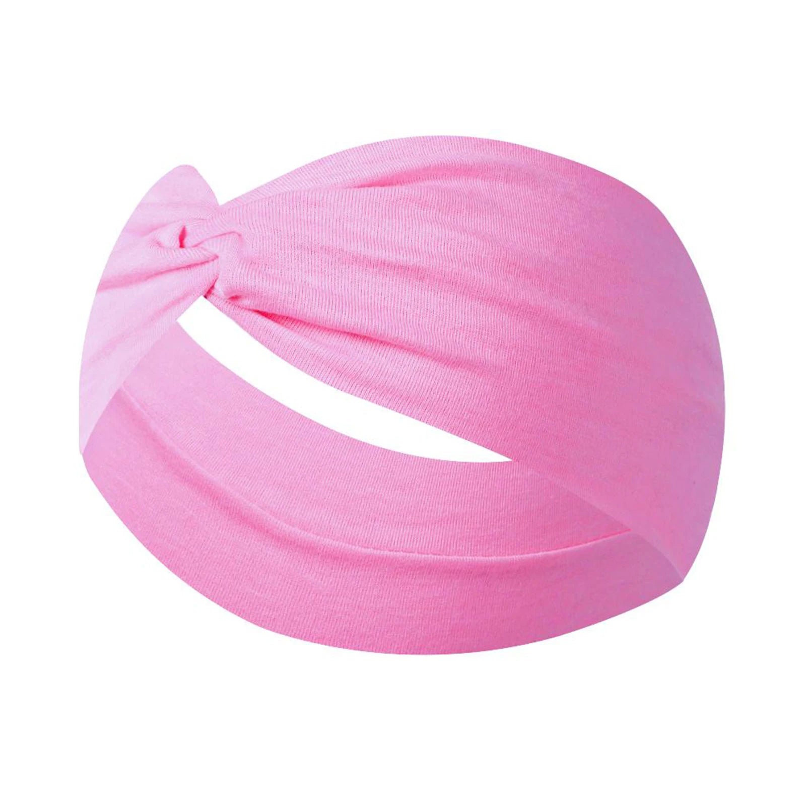 Unisex High Elastic Running Fitness Headband for Sports Yoga Solid Sweatproof Elastic Cotton Headscarf Wash Face Shower Supplies Qme Pink